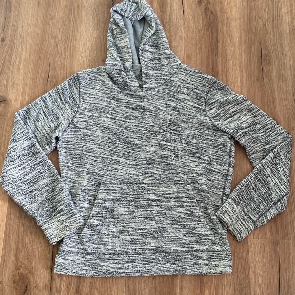 Vince Mens gray white space dye heathered woven cotton hoodie sz Small